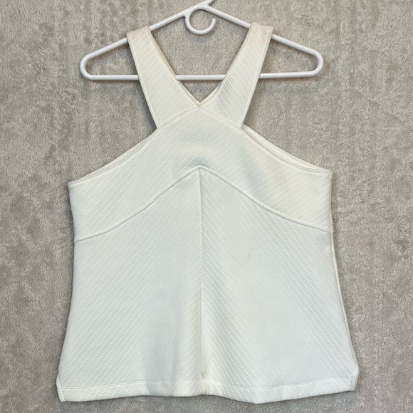 NWT Anthropologie Ivory Knit Top Sz L Cross Straps Front & Back - Picture 1 of 15
